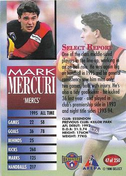 1996 Select AFL #47 Mark Mercuri Back